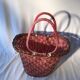 Old Deco Basket in Braided Wicker - Red Scoubidou - Anse Vintage