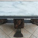 Jean-maurice rothschild (1902-1999) table basse en fer forgé et marbre 1950