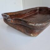 Ancien Plat À Jus Lechefrite 19e Terre Cuite Vernissée Art Populaire