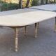 Renovated round extendable dining table with flaps, 6 extensions, 300cm.