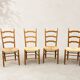Set of 4 rustic straw chairs in solid wood – France, 1950s-19