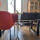 Vintage designer leather and metal armchair
