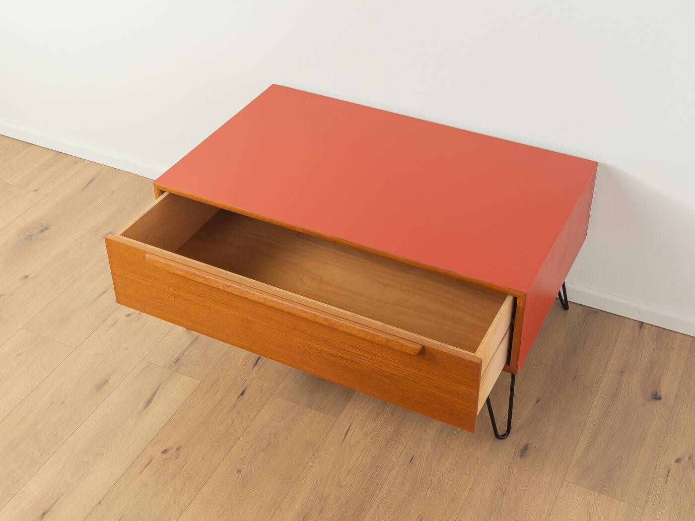 Stylish red chest of drawers from the 60s, WK Möbel