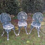 3 jardin chaises in aluminiun cast iron