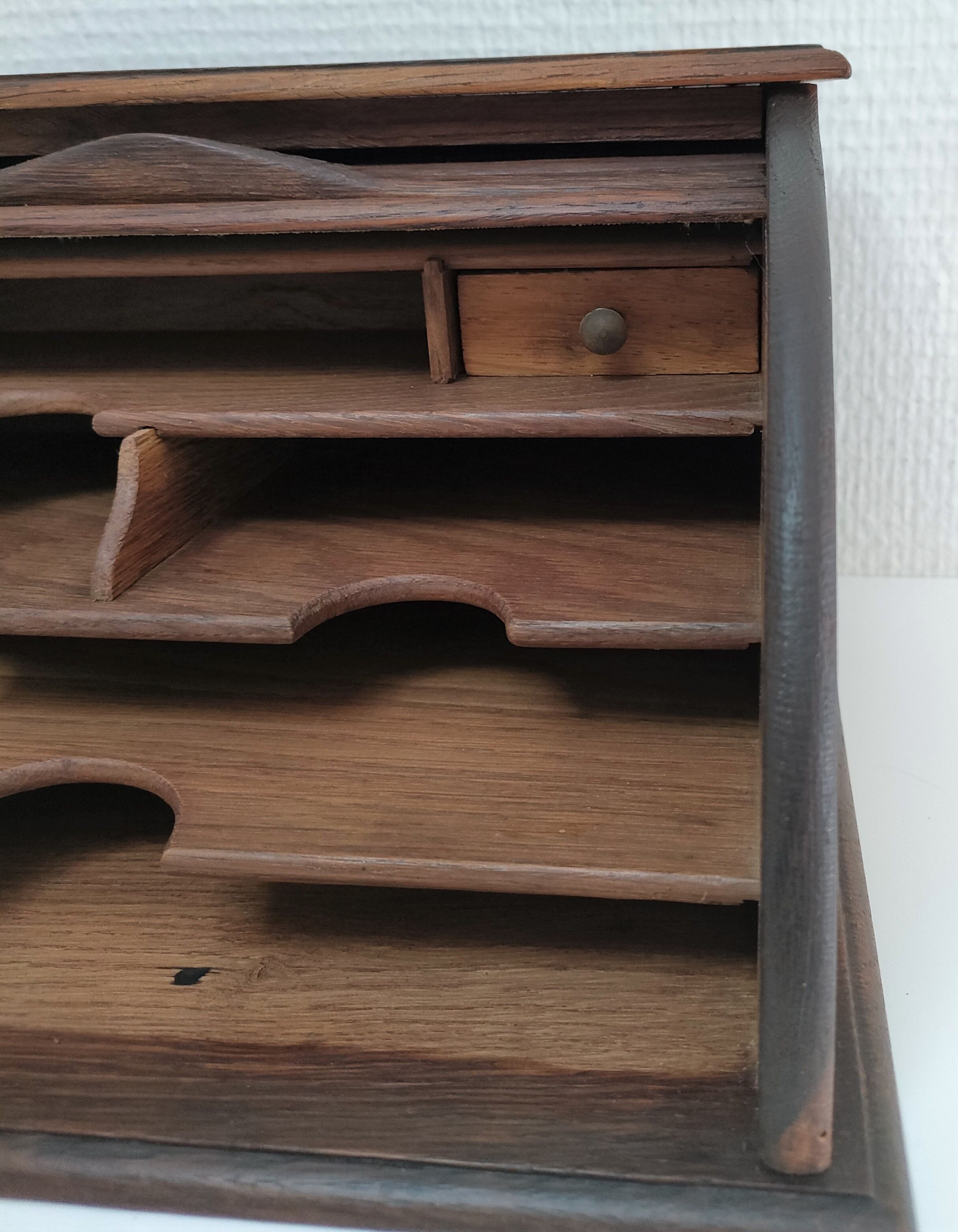 Solid wood writing with vintage curtain