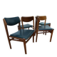 Set of 4 Scandinavian Teak and Green Leatherette Dining Chairs