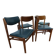 Set of 4 Scandinavian Teak and Green Leatherette Dining Chairs