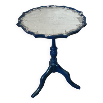 Disco Pedestal Table Blue Mirror