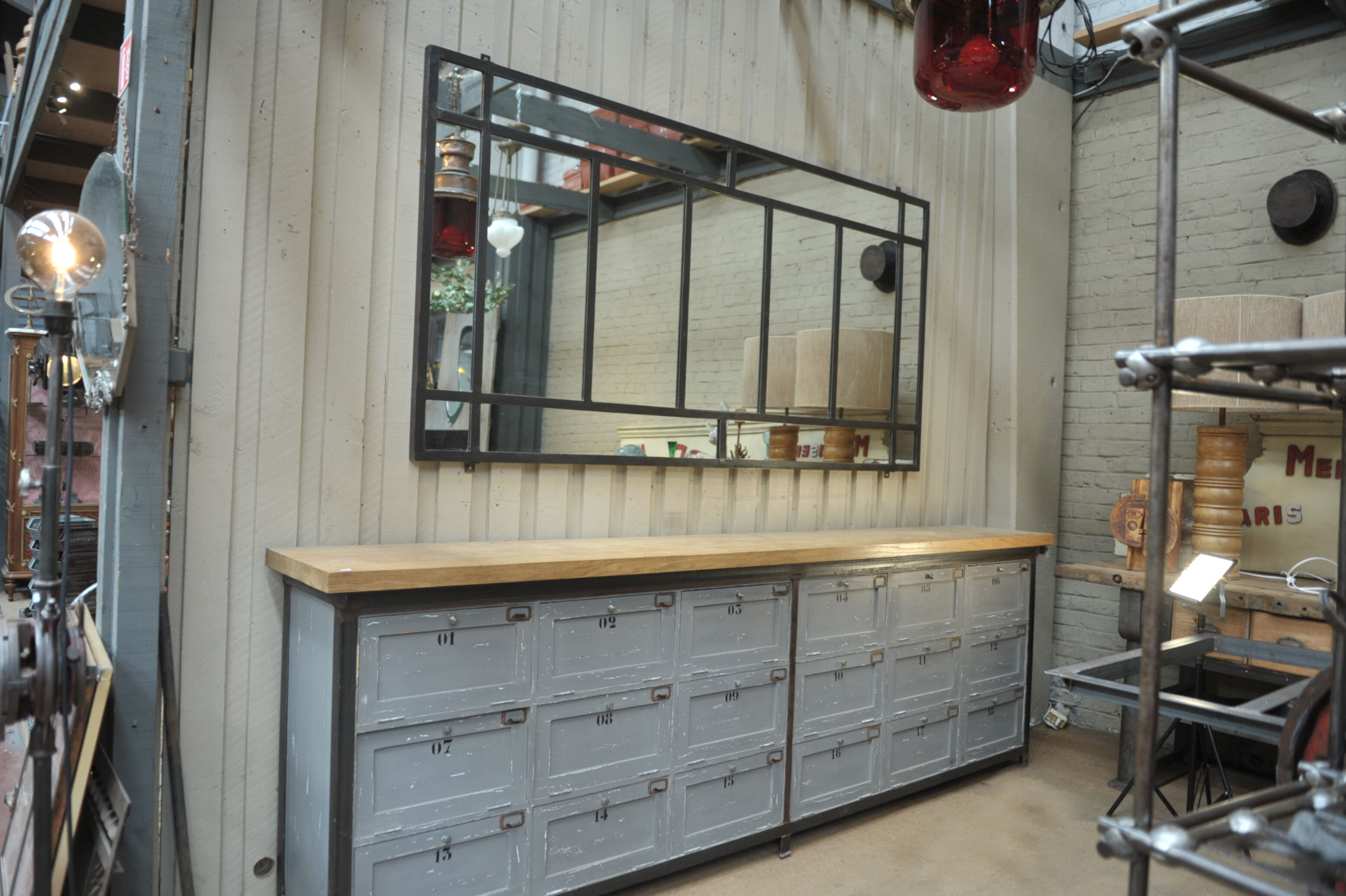 Industrial metal mirror 1930s - 112x221cm