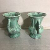 Pair De Vase Old SG KERAMIK - Anse Ceramics Green Coulure - Vintage Grey