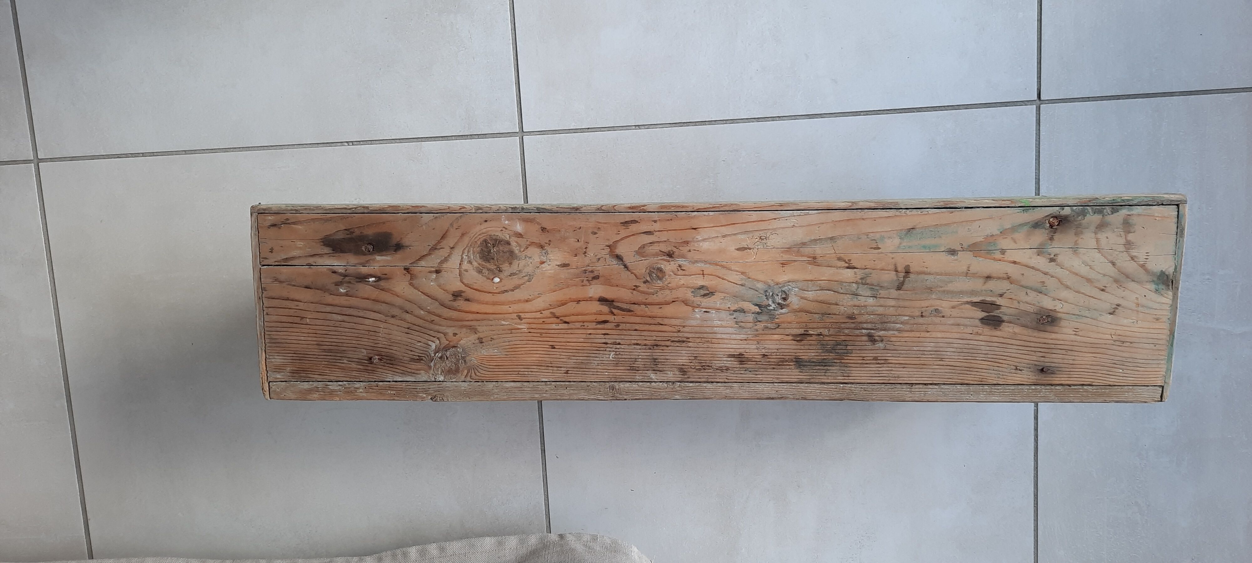 Wall shelf coat rack in old wood