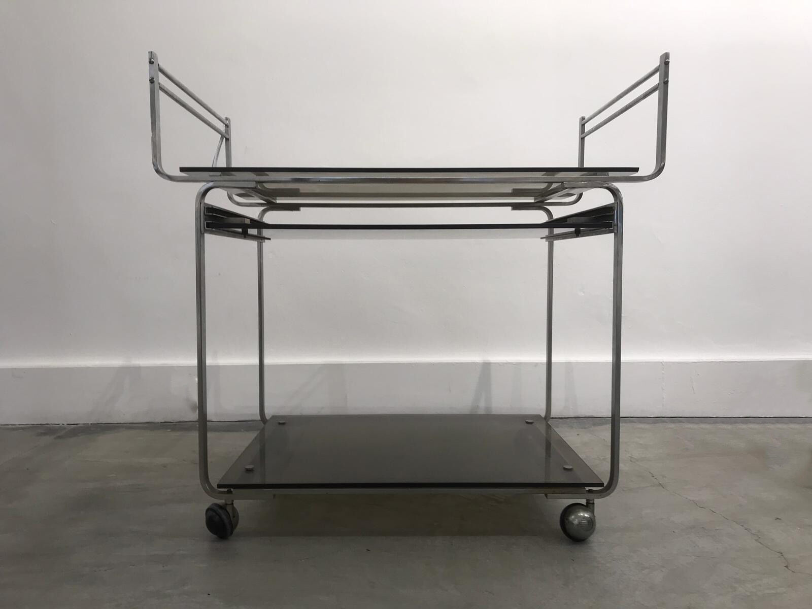 Desserte tray smoky grey glass