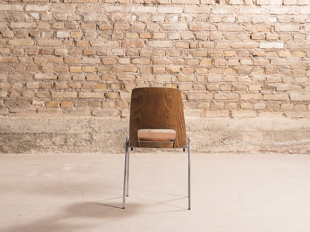 Set of 4 Jomain Baumann chairs, seat in imitation leather cognac, circa 1960