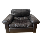 Fauteuil en cuir brun Petronio, Tito Agnoli pour Poltrona Frau, 1970-80