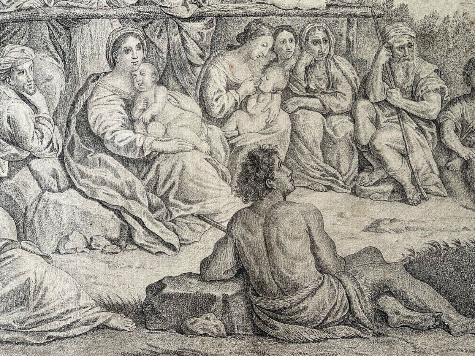 The preaching of Saint John the Baptist Rare three virgins and child golden number