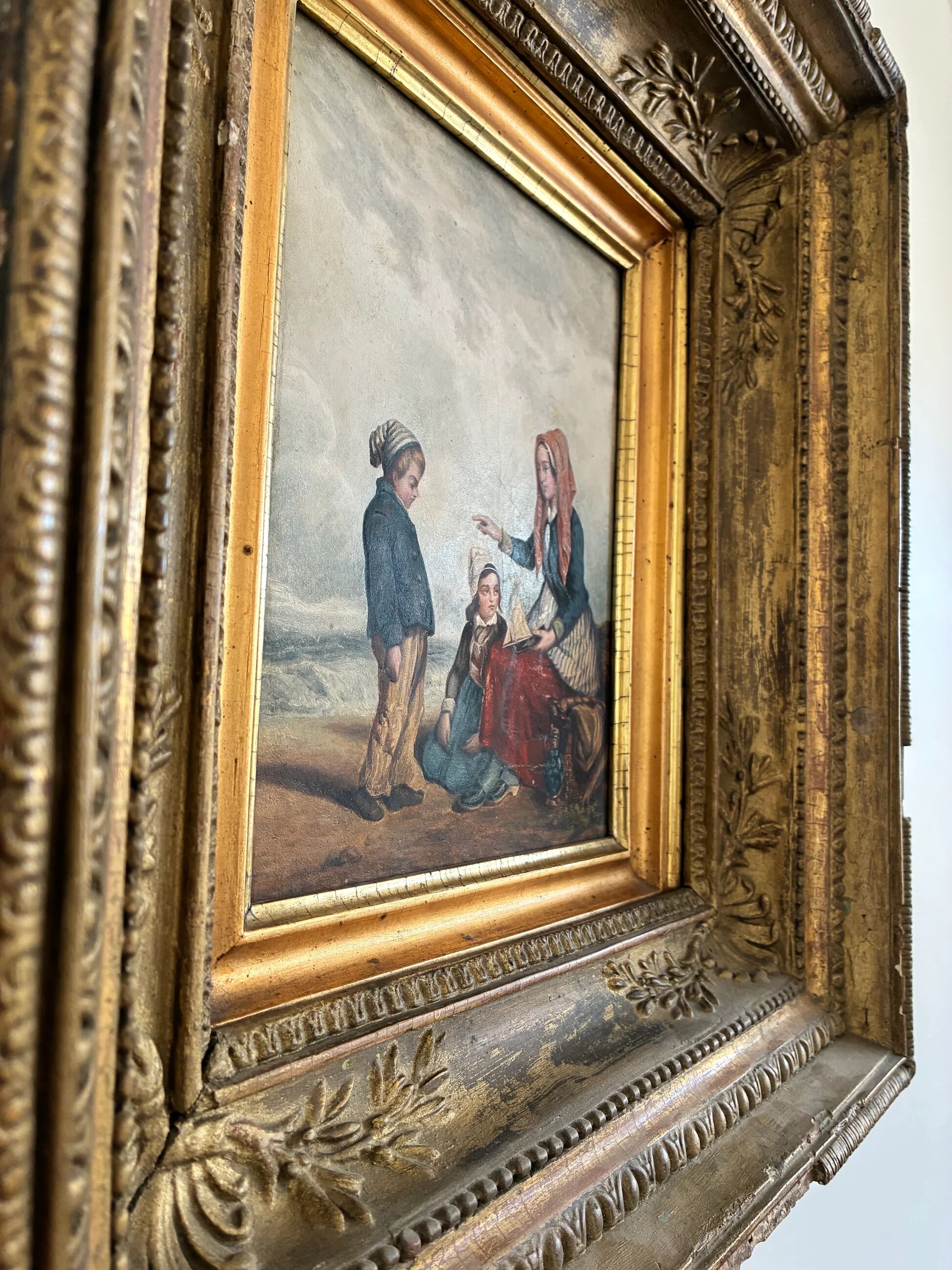 Antique seaside oil painting, c. 1845