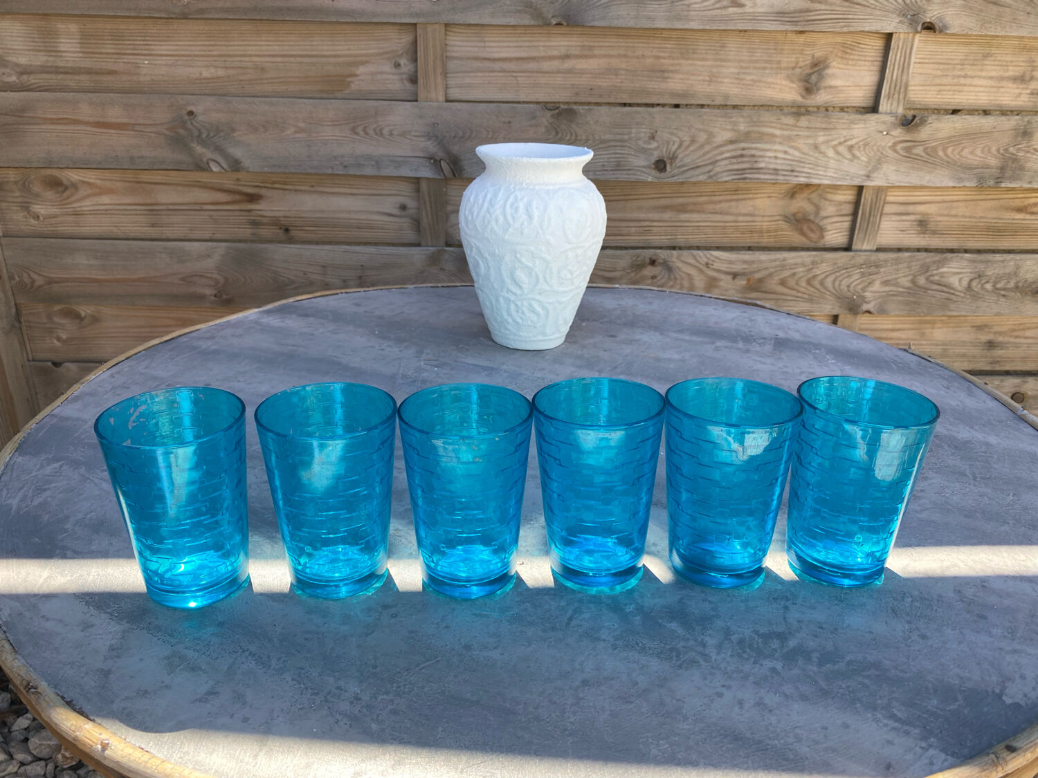 Series of 6 blue glasses