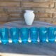 Series of 6 blue glasses
