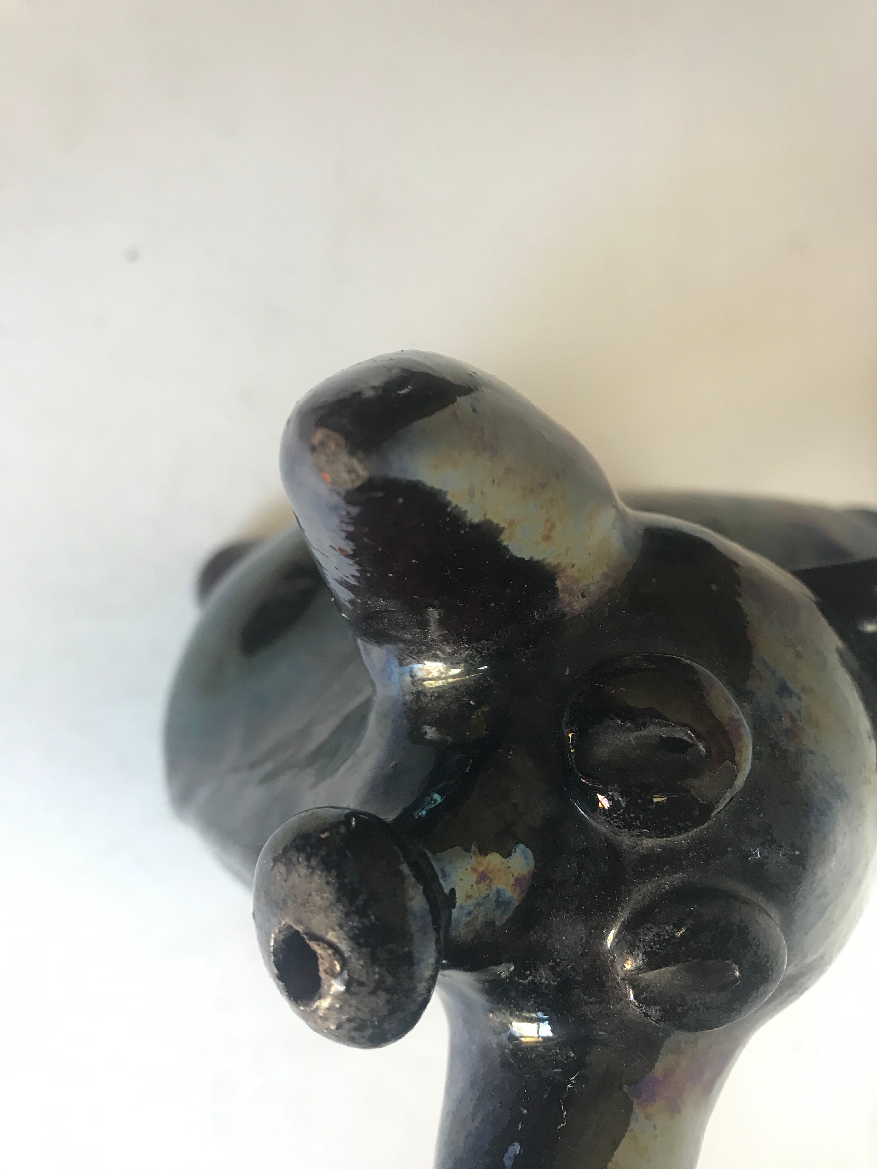 Pitcher forms Taurus terracotta glazed black vintage 60s black decoration