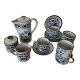 Japanese stoneware tea set with blue danube "blue onion" pattern