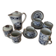 Japanese stoneware tea set with blue danube "blue onion" pattern