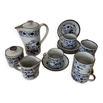 Service à thé en grès japonais motif bleu danube "oignon bleu"