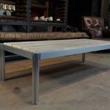 Aluminum and marble coffee table from the 1970s