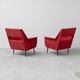 Pair of vintage red armchairs with armrests – 1960s/70s