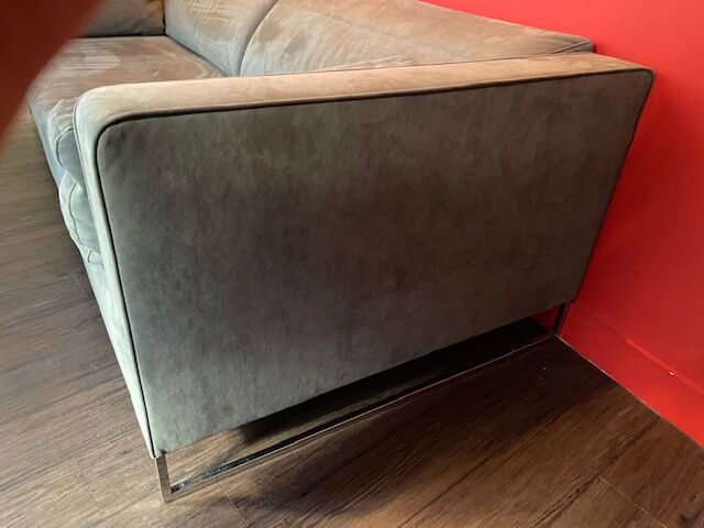 Urbani sofa and ottoman in grey alcantara