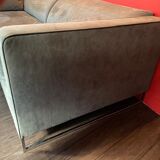 Urbani sofa and ottoman in grey alcantara