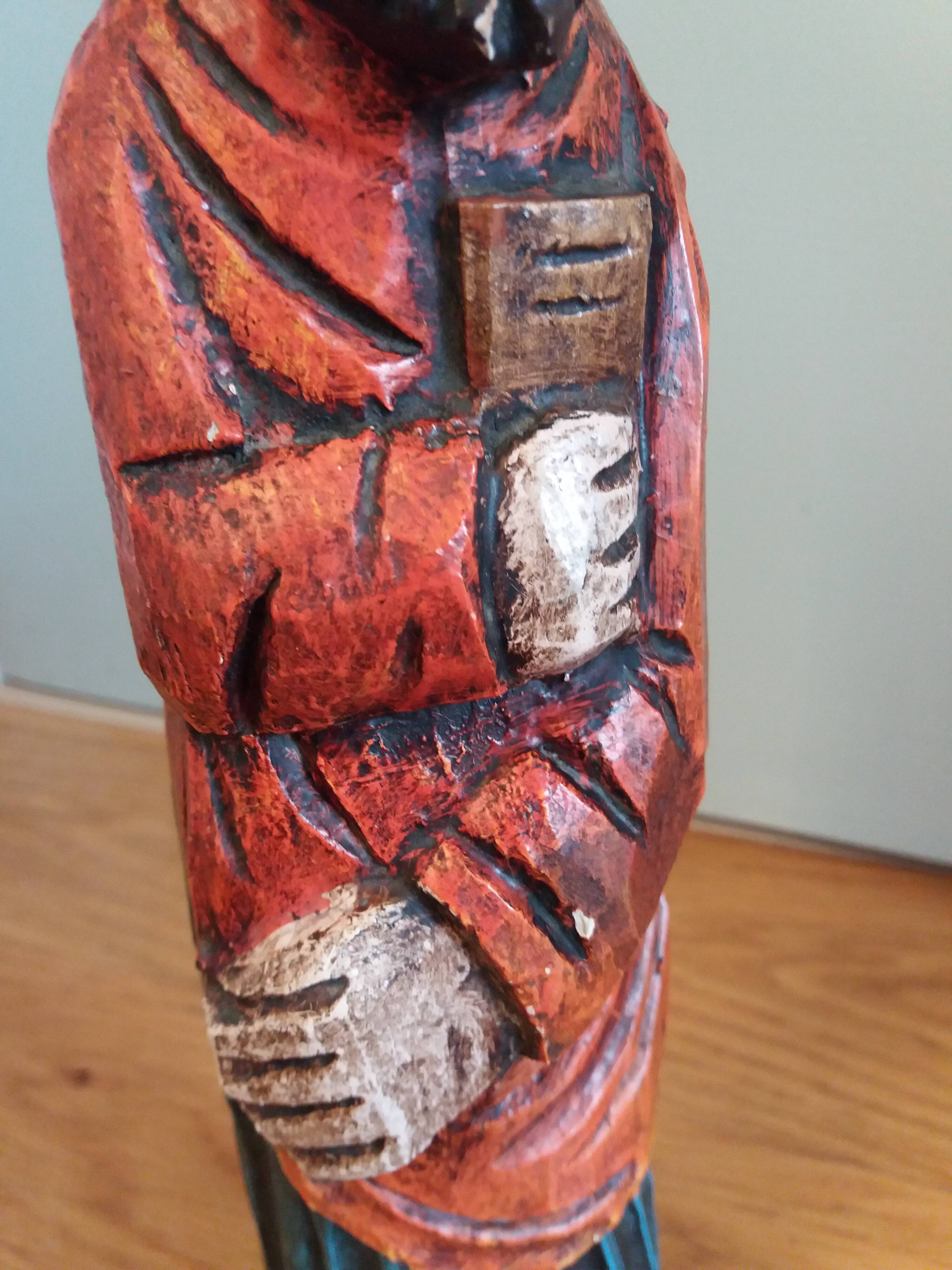 Religious statuette in painted wood