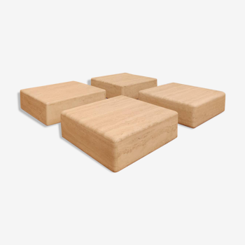 4 travertine side tables - Claude Berraldacci