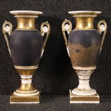 Pair of French XIXth century hand painted ceramic vases