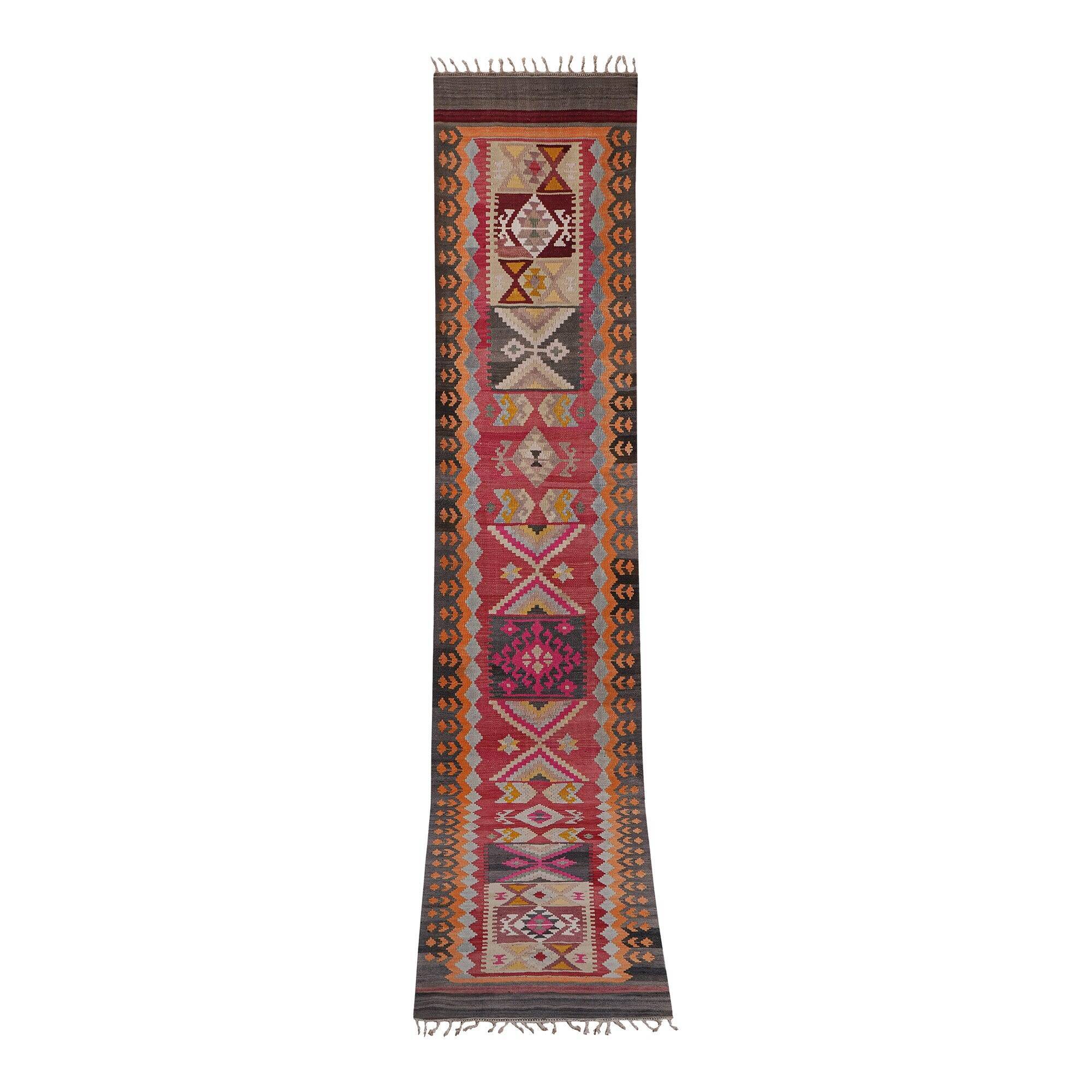 Vintage Turkish hallway rug 87x510 cm