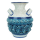 italian mid century VASE nuovo rinascimento relief decor white blue turquoise