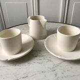 Duo of coffee cups and a Longchamp sugar bowl in 80s biscuit