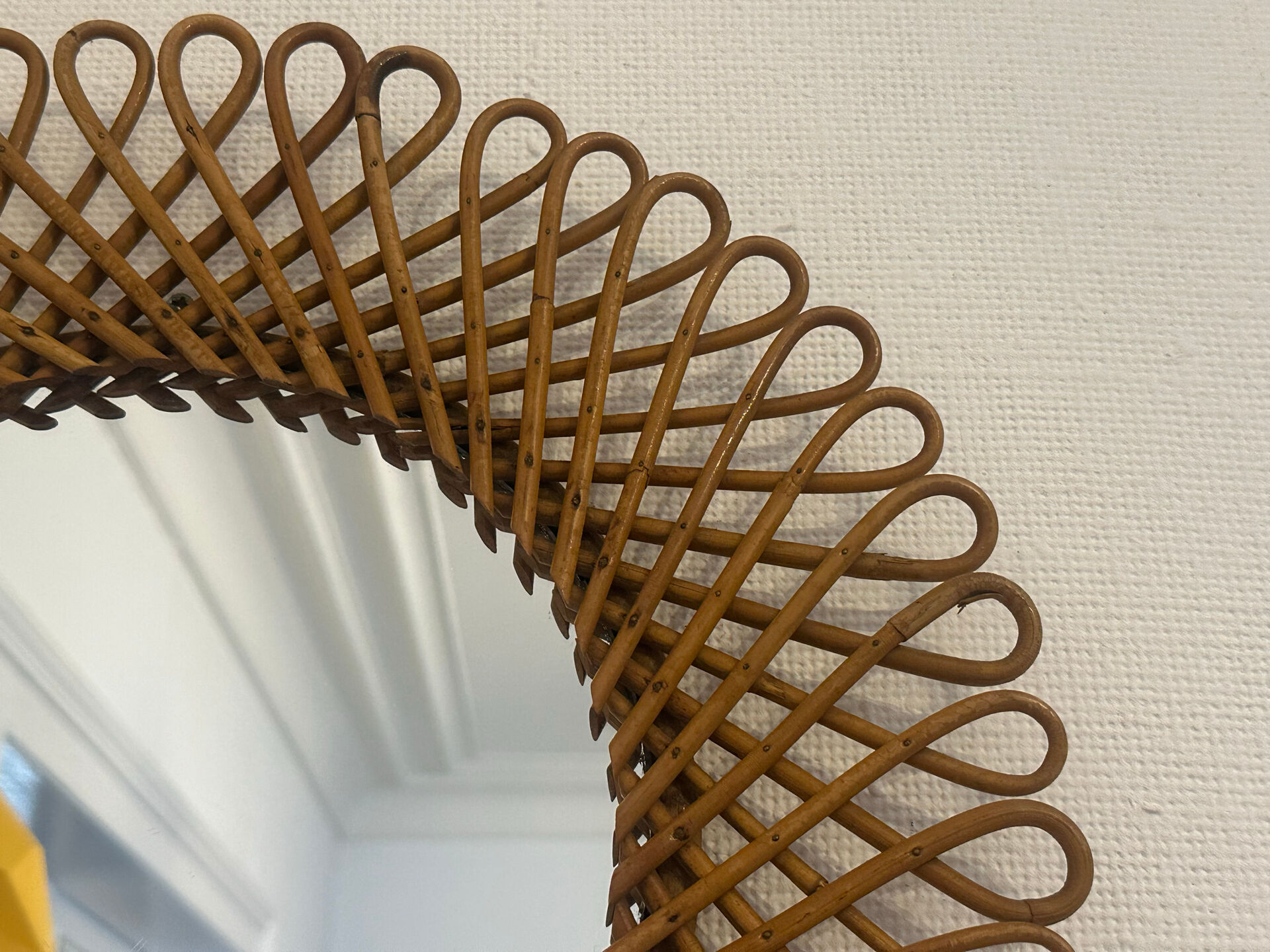 Vintage wicker art rattan mirror