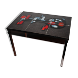 Coffee table from the 70s in ceramic and chrome