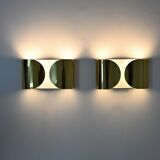 Pair of gilded Foglio wall lights by Tobia & Afra Scarpa for Flos, 1960s
