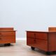 Pair of Stildomus walnut bedside tables with wheels 1970s