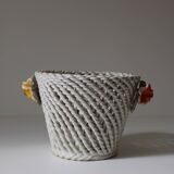 Cache pot panier tressé barbotine vintage