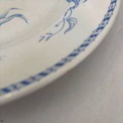 Assiette plate ancienne terre de fer bleu clair HB choisy le roi modèl