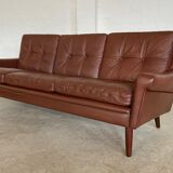 Danish mid-century Svend Skipper cognac 3 person sofa & lounge chair 1960s
