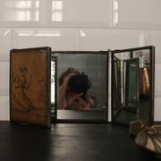Antique barber triptych mirror, Art Nouveau, circa 1900