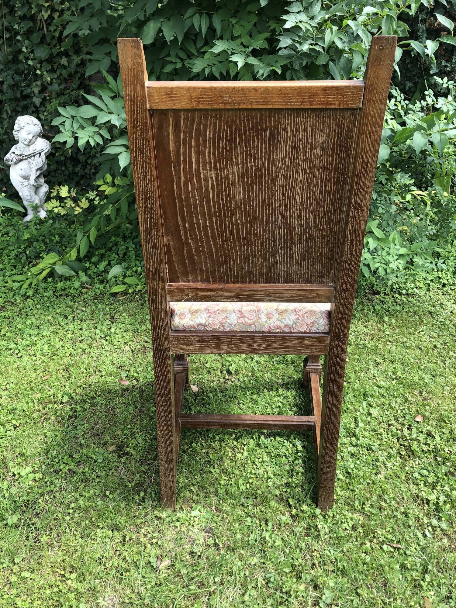 Series of 6 Chairs Neo Basque Wood Carved Cross Basque + Assise Fabric Vintage