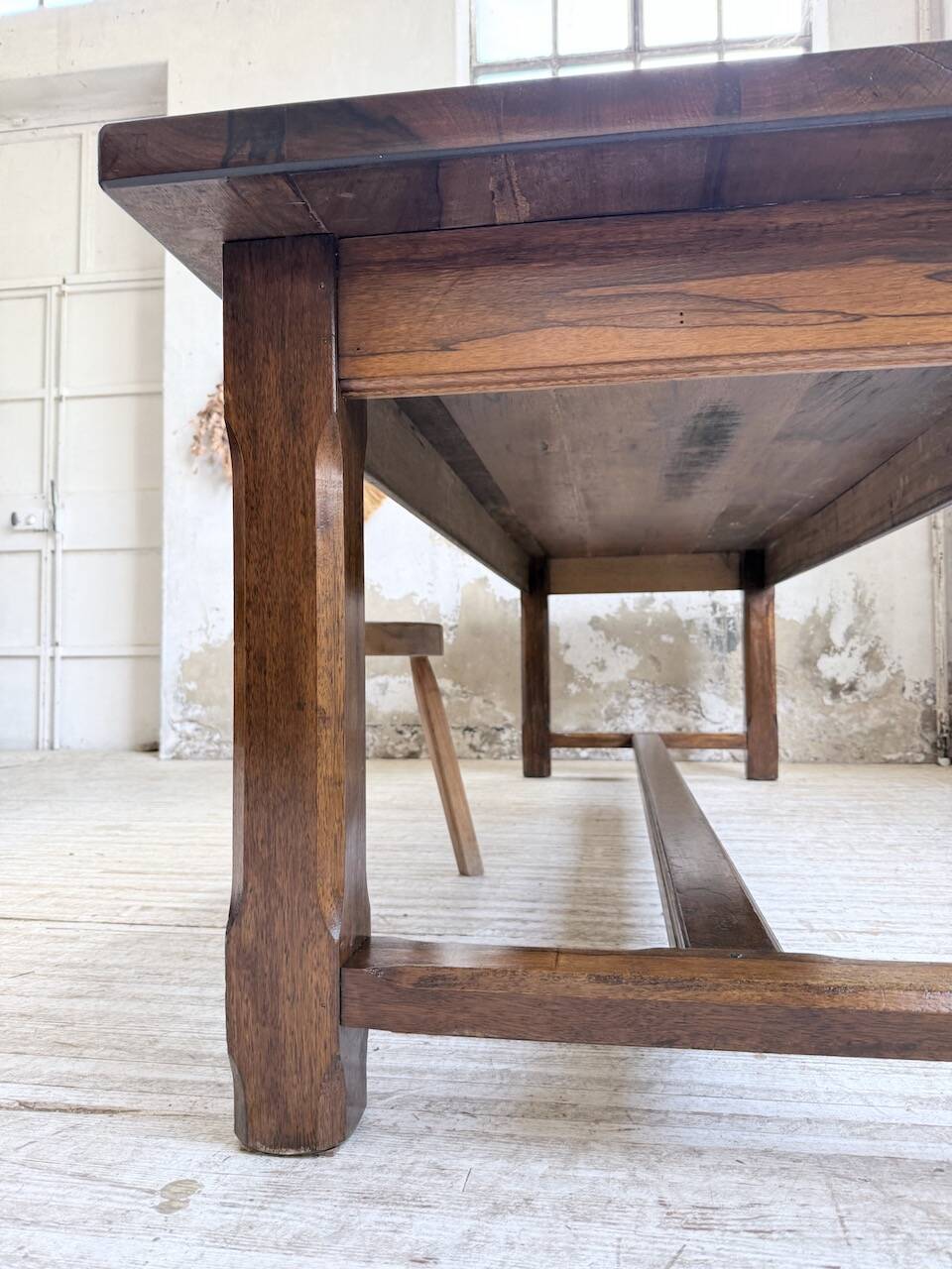 Table de ferme campagne noyer massif XL 250cm