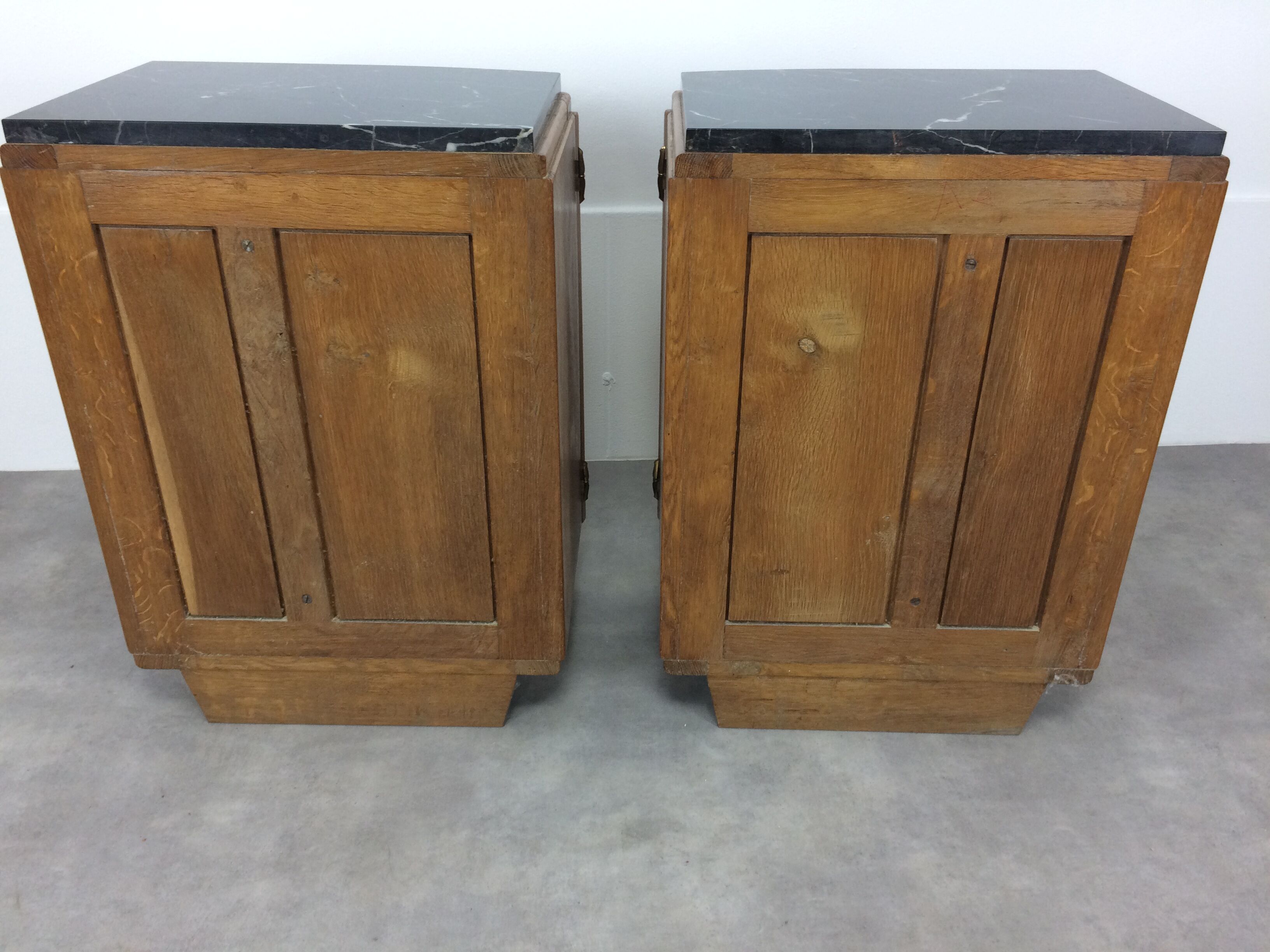 Pair of bedside tables art deco style marble black portor