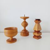 Set of 3 Scandinavian wooden candle holders