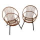 Paire de fauteuils en rotin vintage