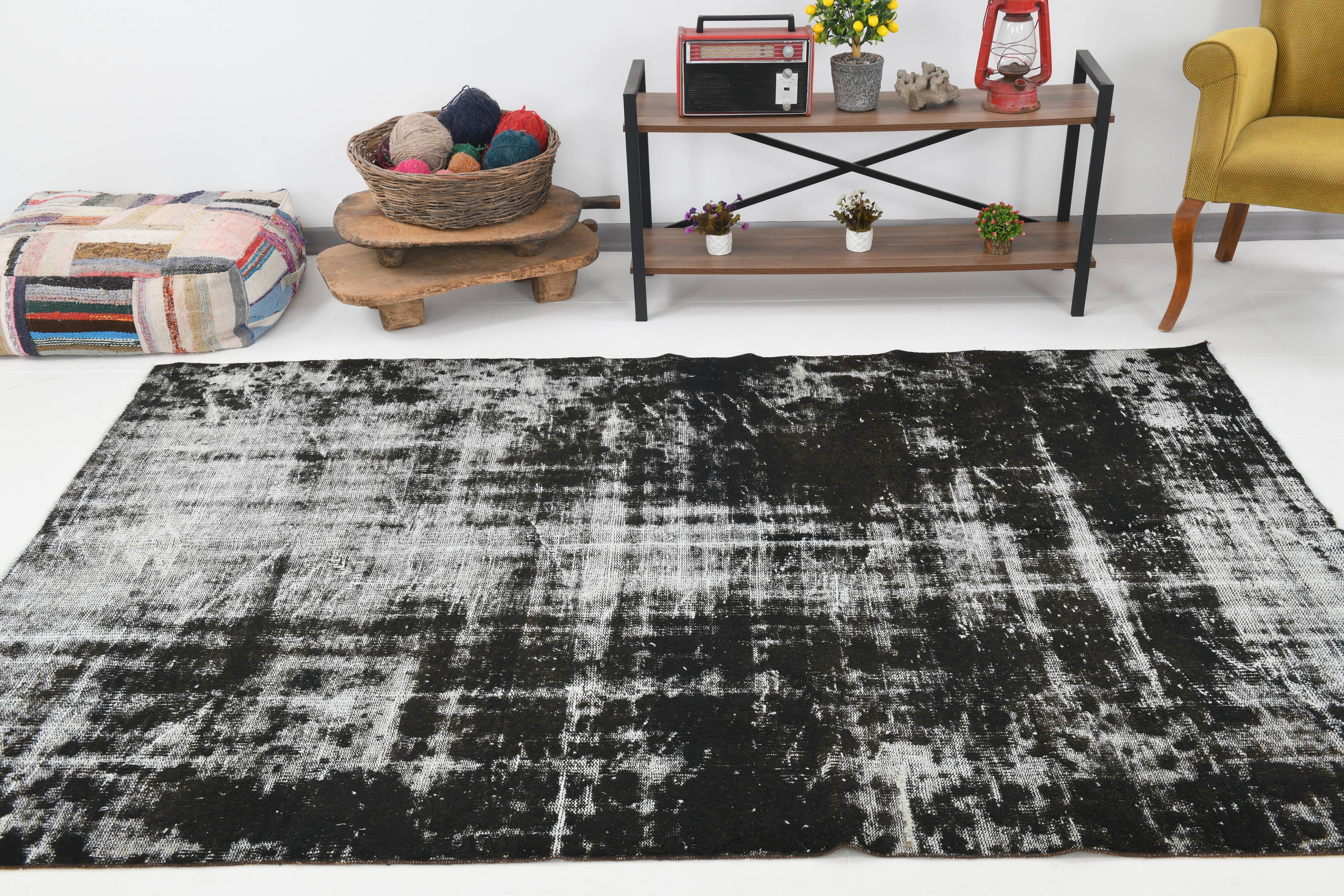 Black & gray antique handmade Turkish rug 259x175cm